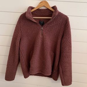 Abercrombie | Cozy Quarter-Zip Sherpa | Maroon